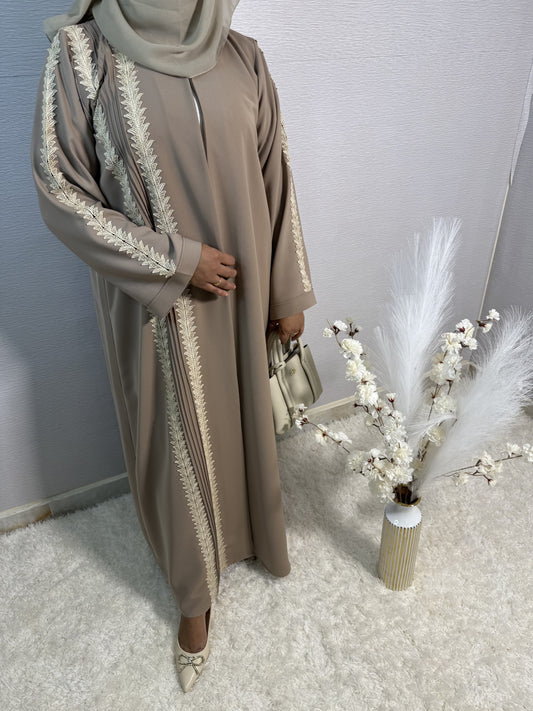 G036 Beige Abaya Set