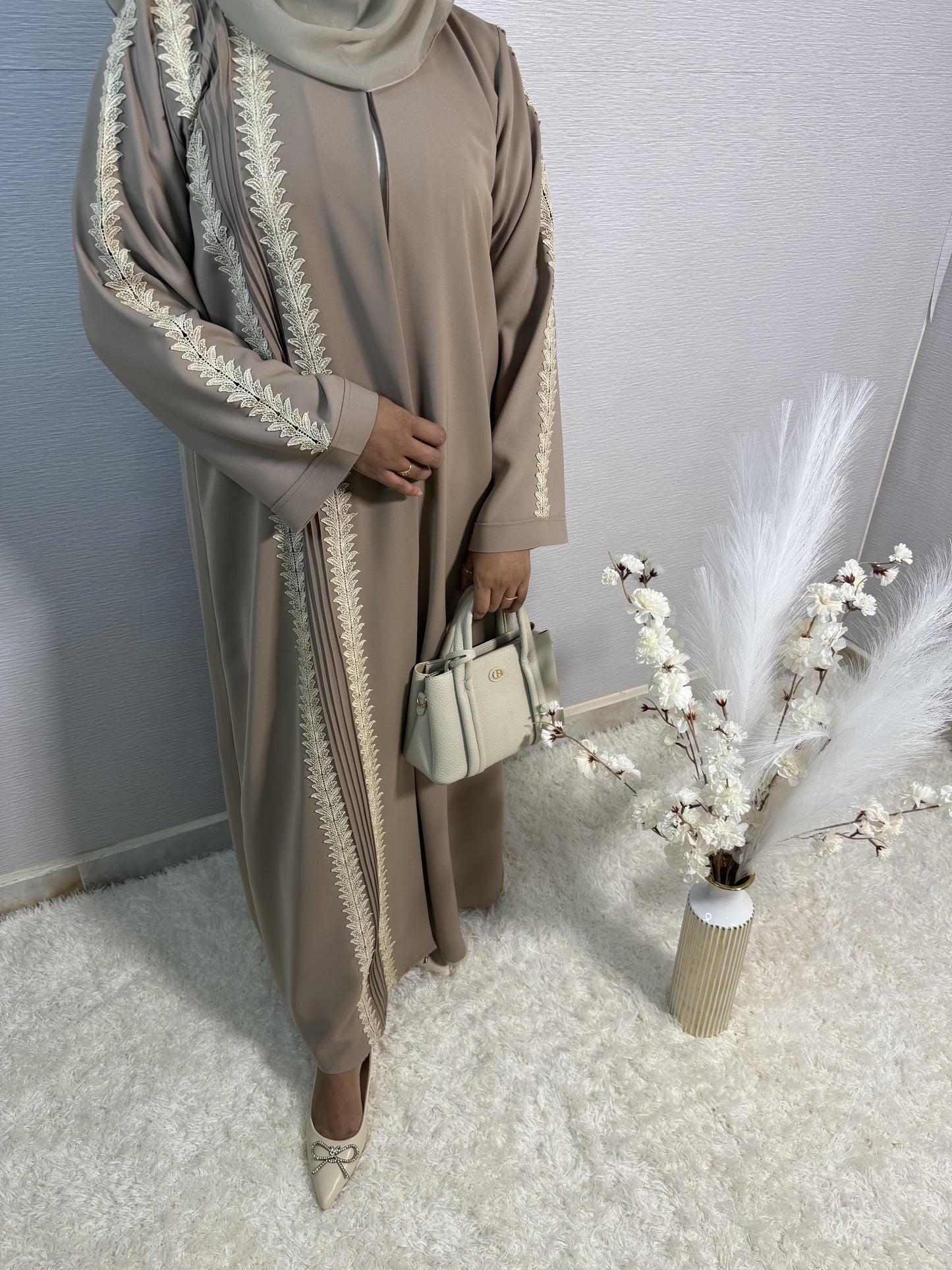 G036 Beige Abaya Set