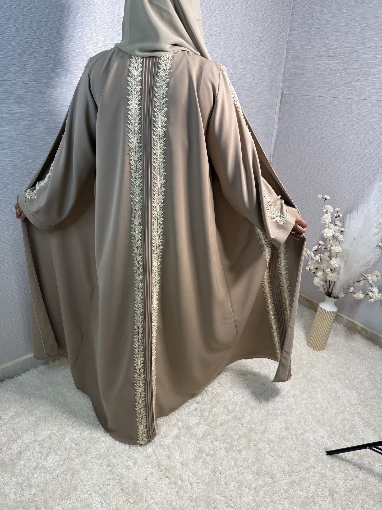 G036 Beige Abaya Set