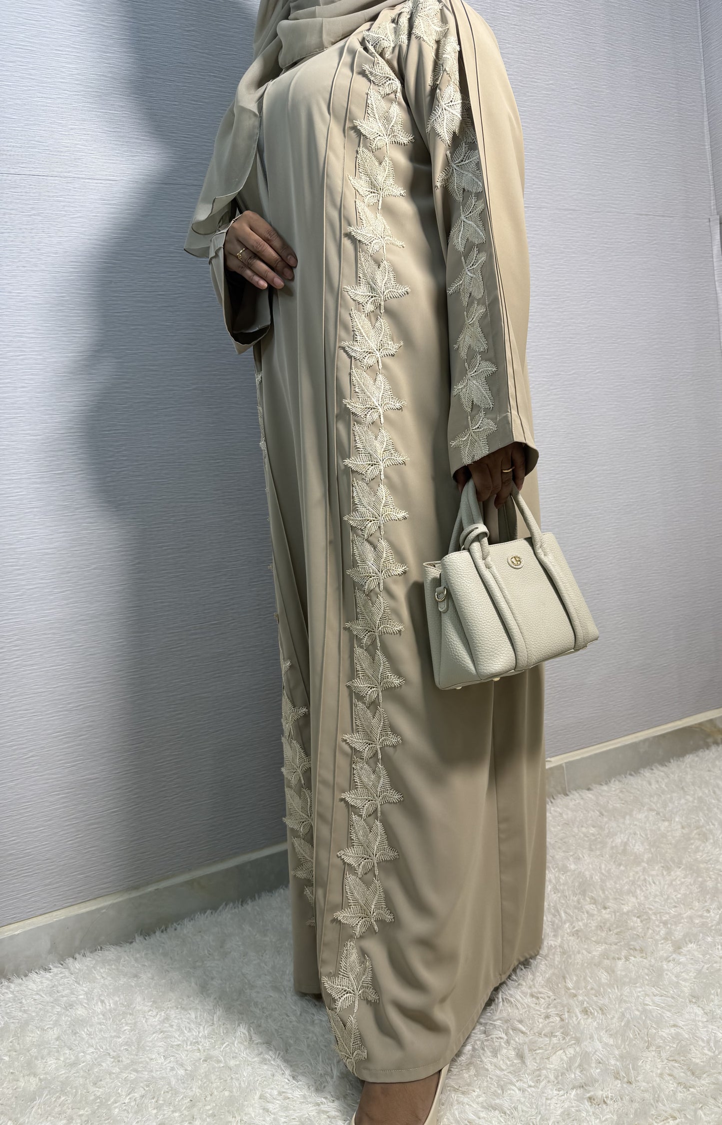 G039 Beige Abaya Set