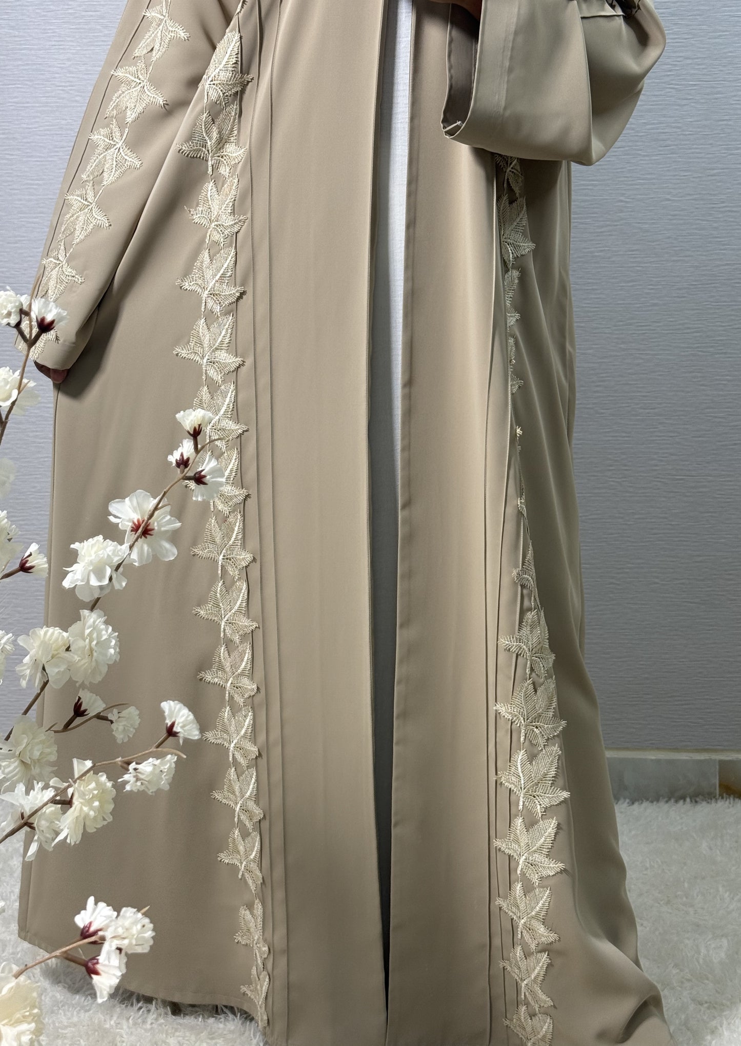 G039 Beige Abaya Set