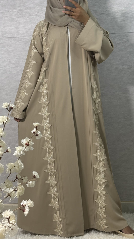 G039 Beige Abaya Set