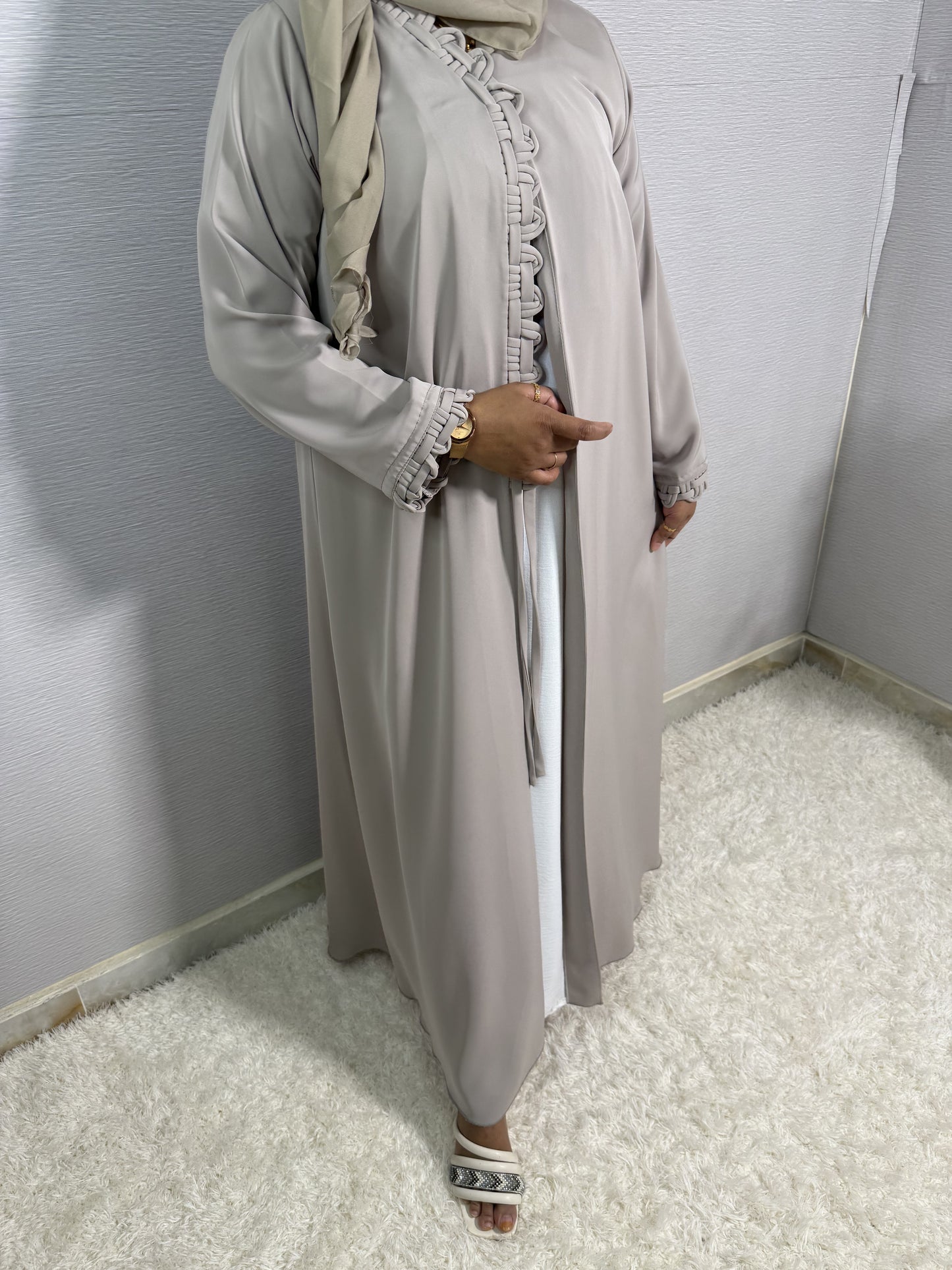 G035 Grey Abaya Set