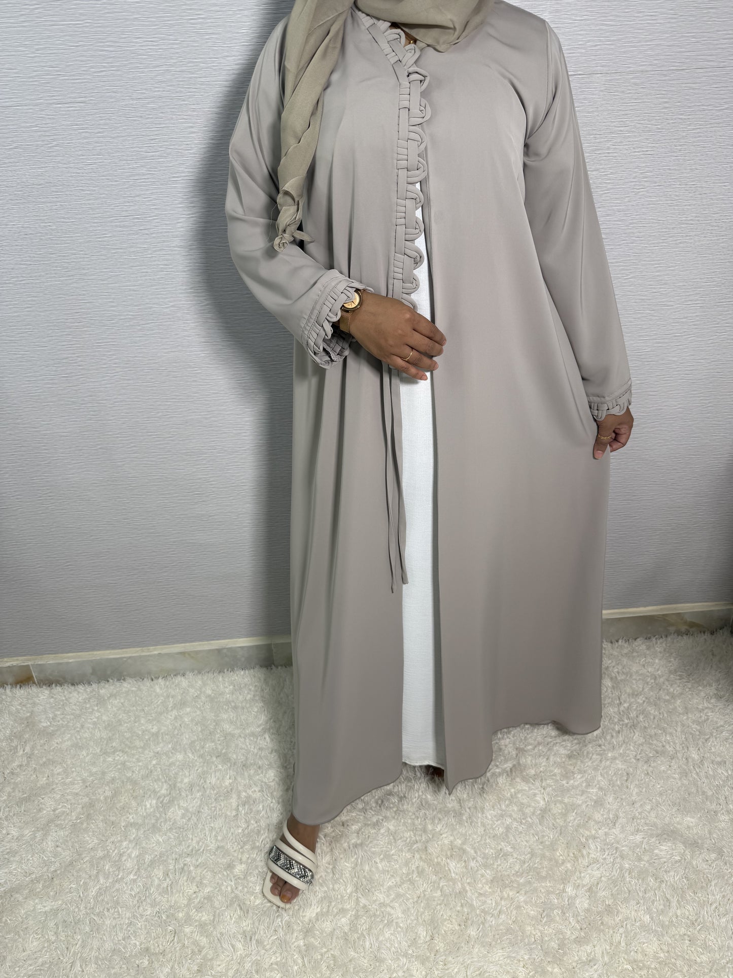 G035 Grey Abaya Set