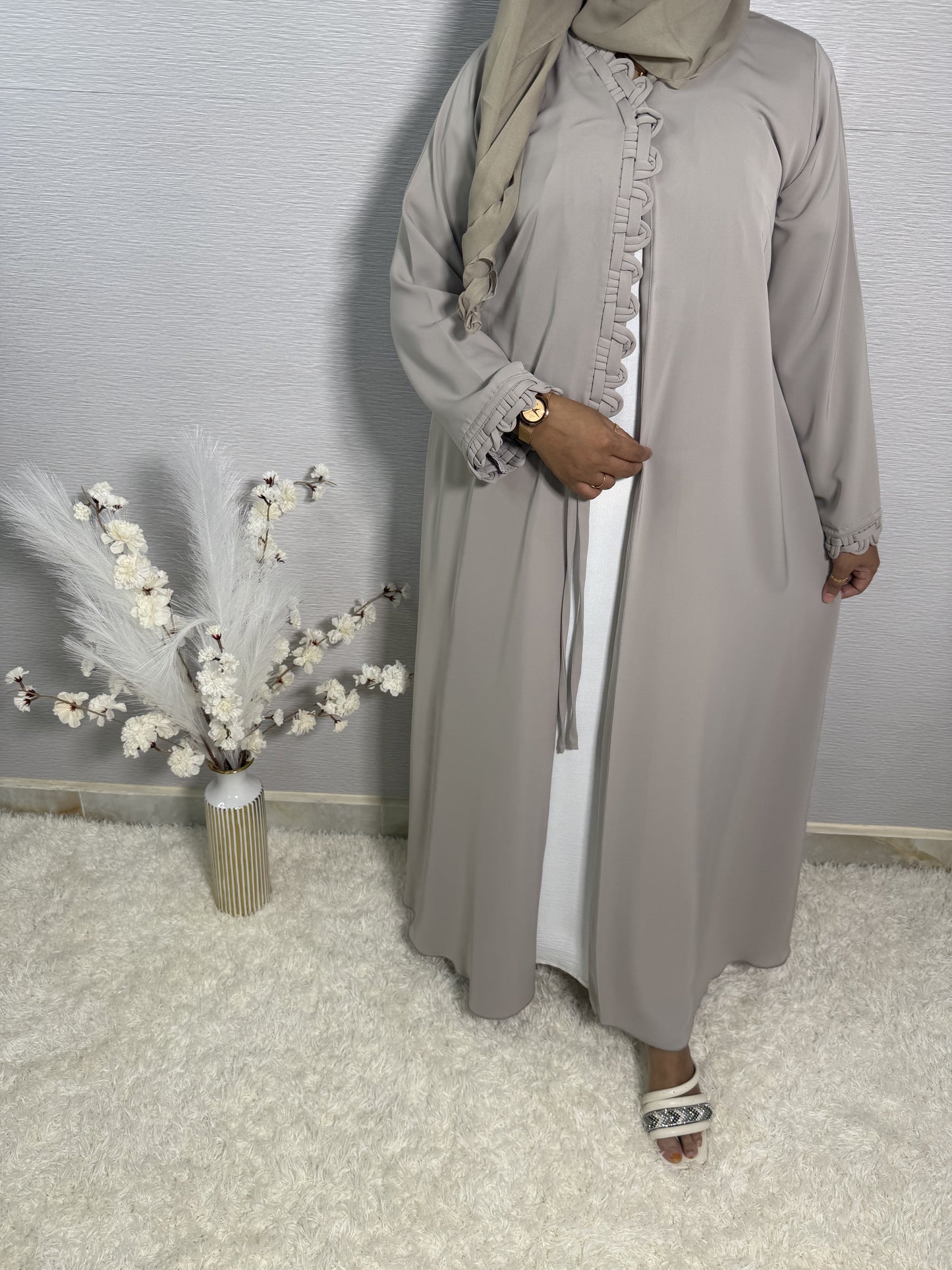 G035 Grey Abaya Set