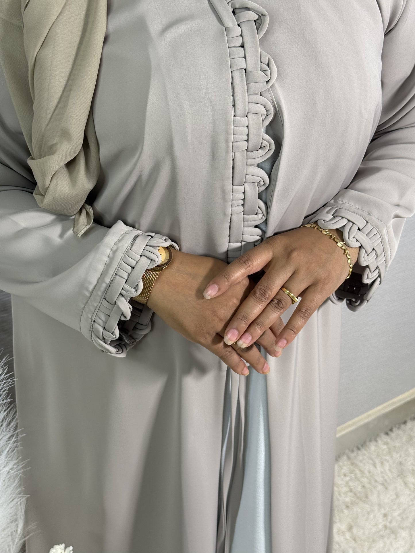 G035 Grey Abaya Set