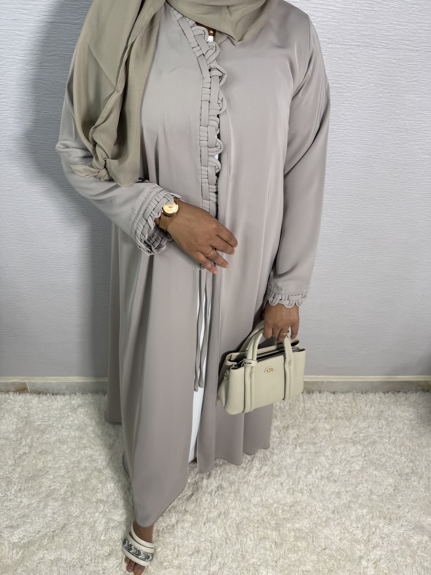 G035 Grey Abaya Set