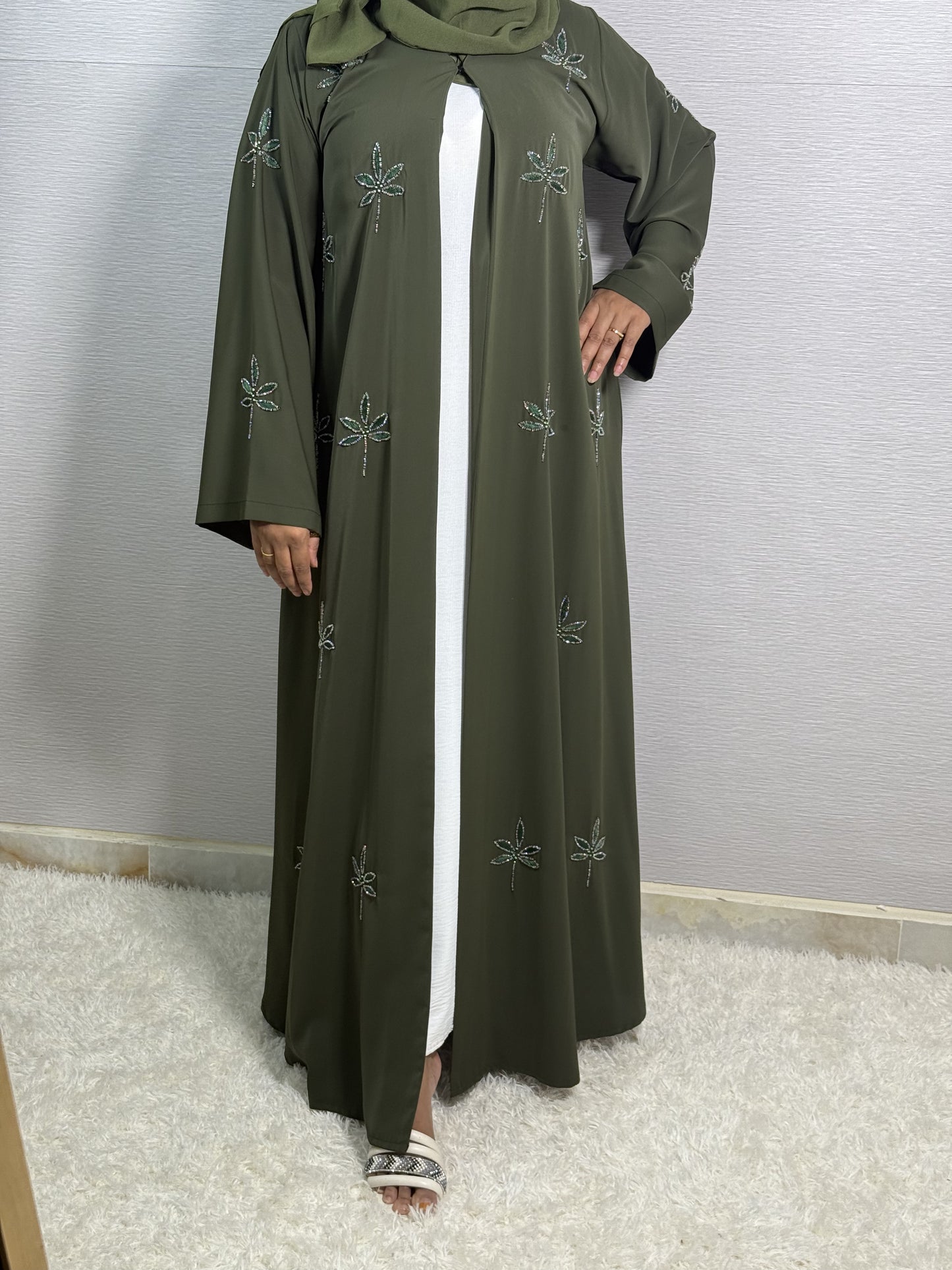 G041 Olive Abaya Set