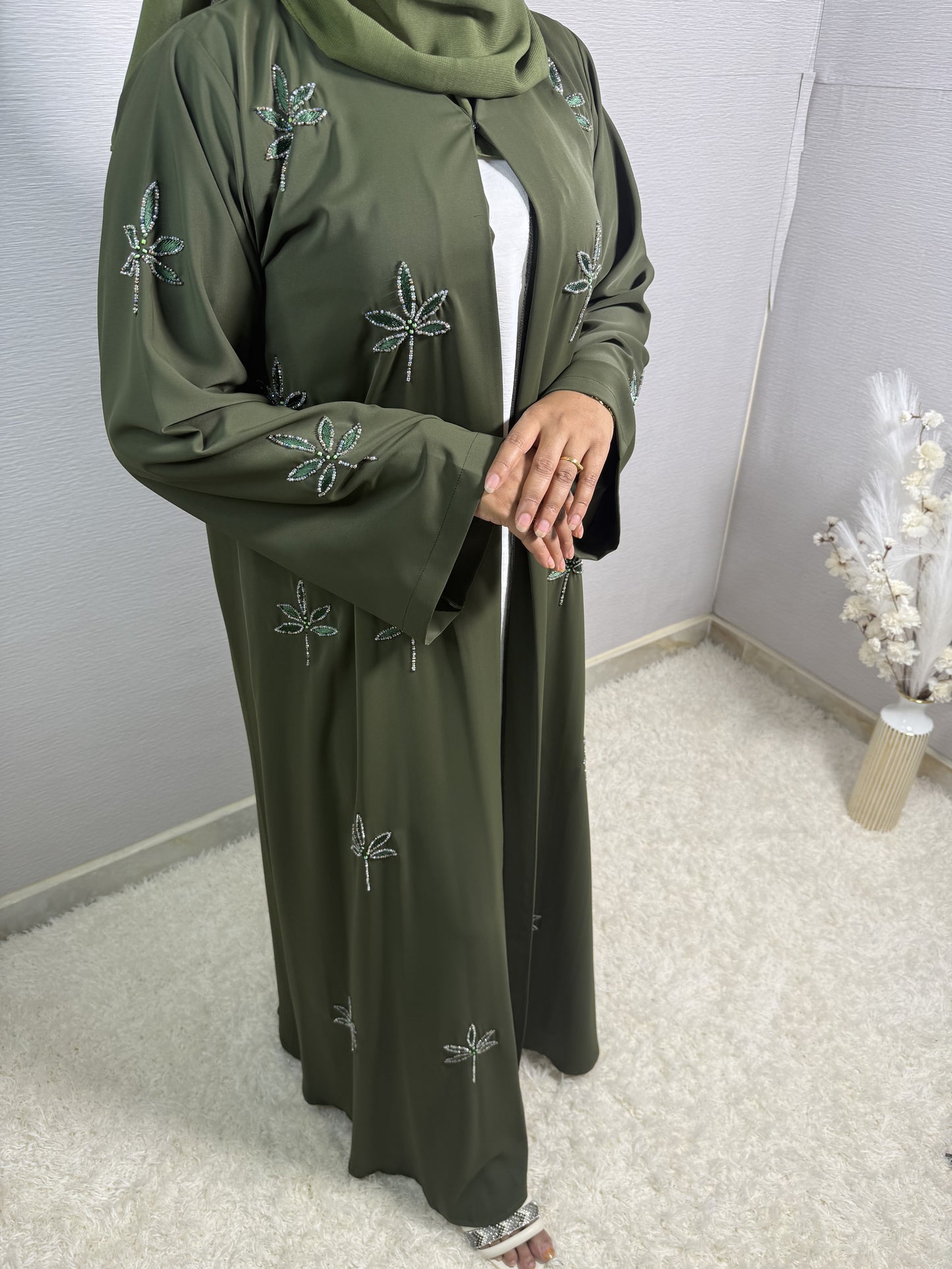 G041 Olive Abaya Set