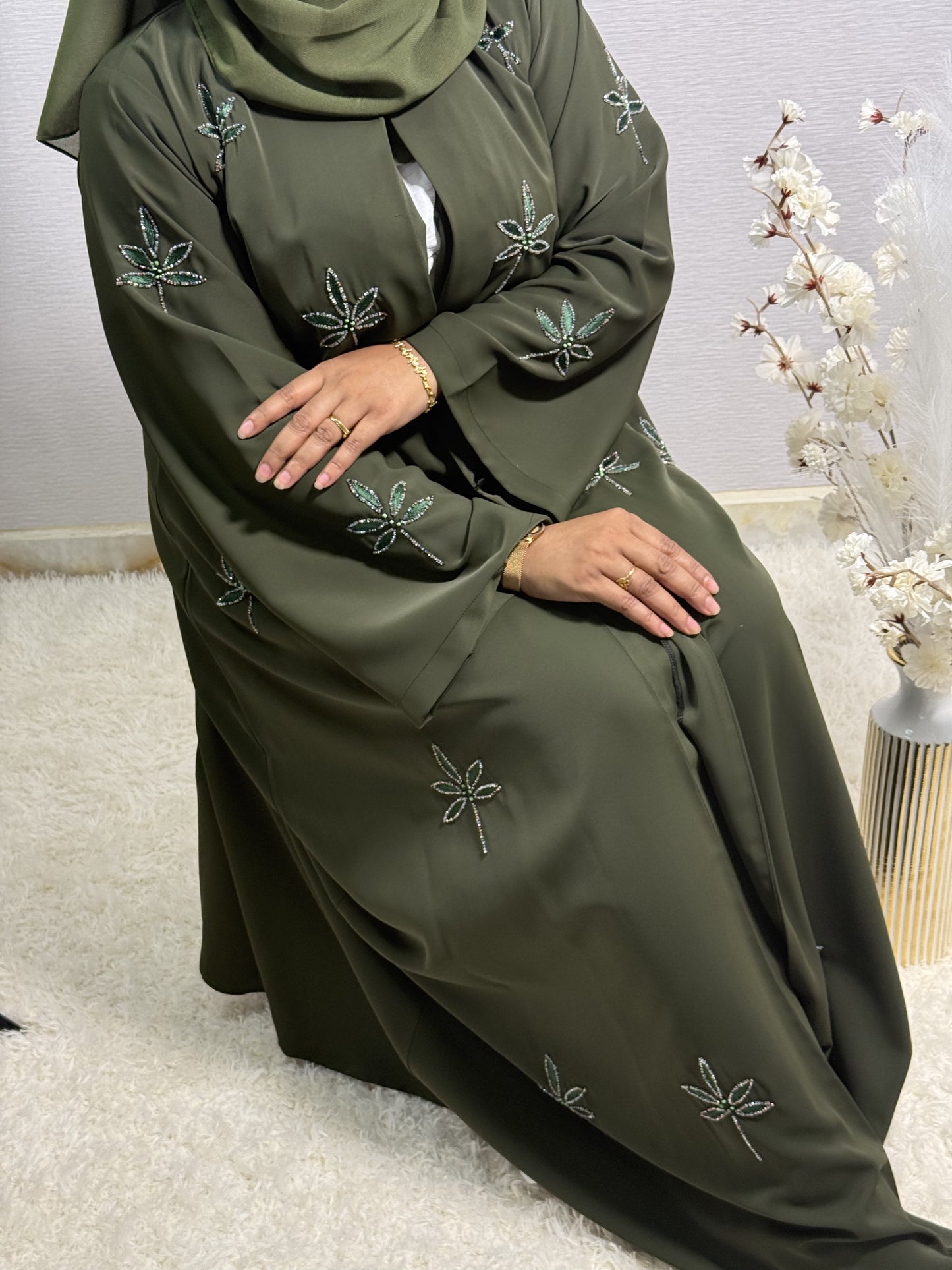 G041 Olive Abaya Set