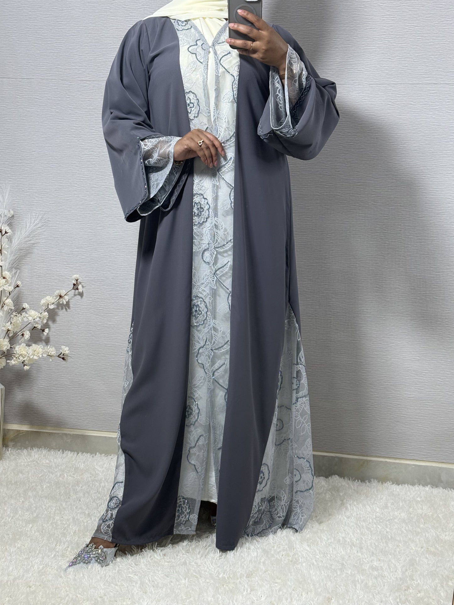 G051 Light Purple Abaya Set