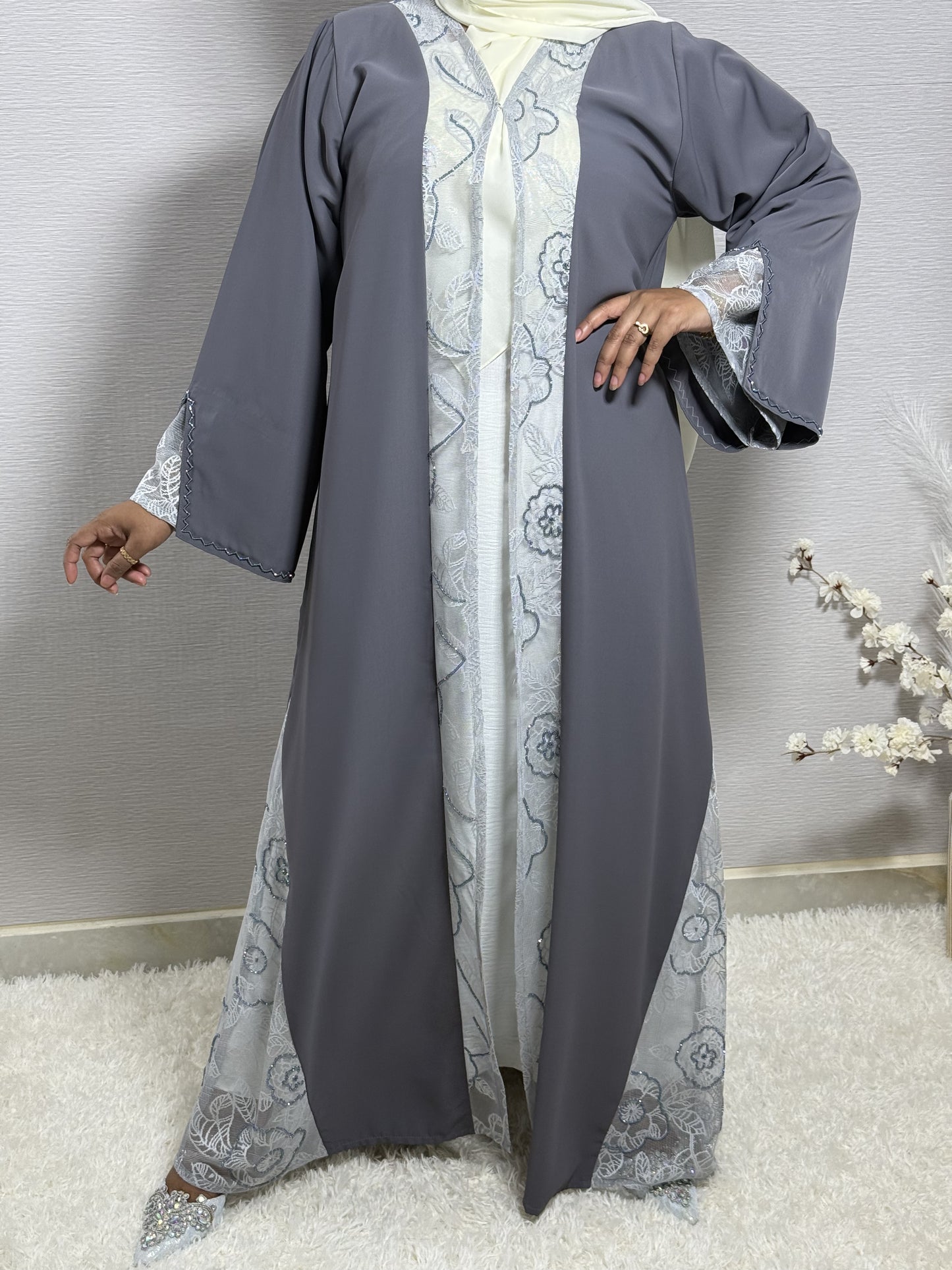 G051 Light Purple Abaya Set