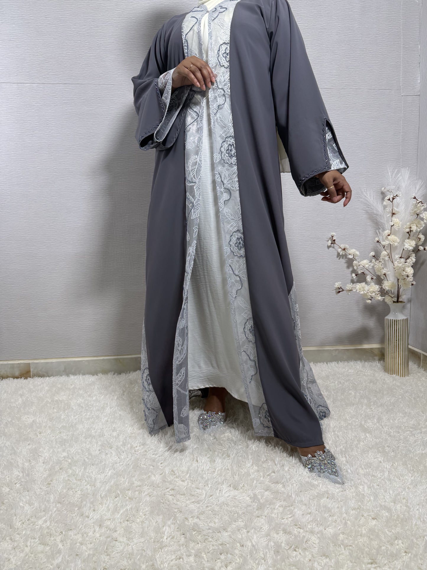 G051 Light Purple Abaya Set