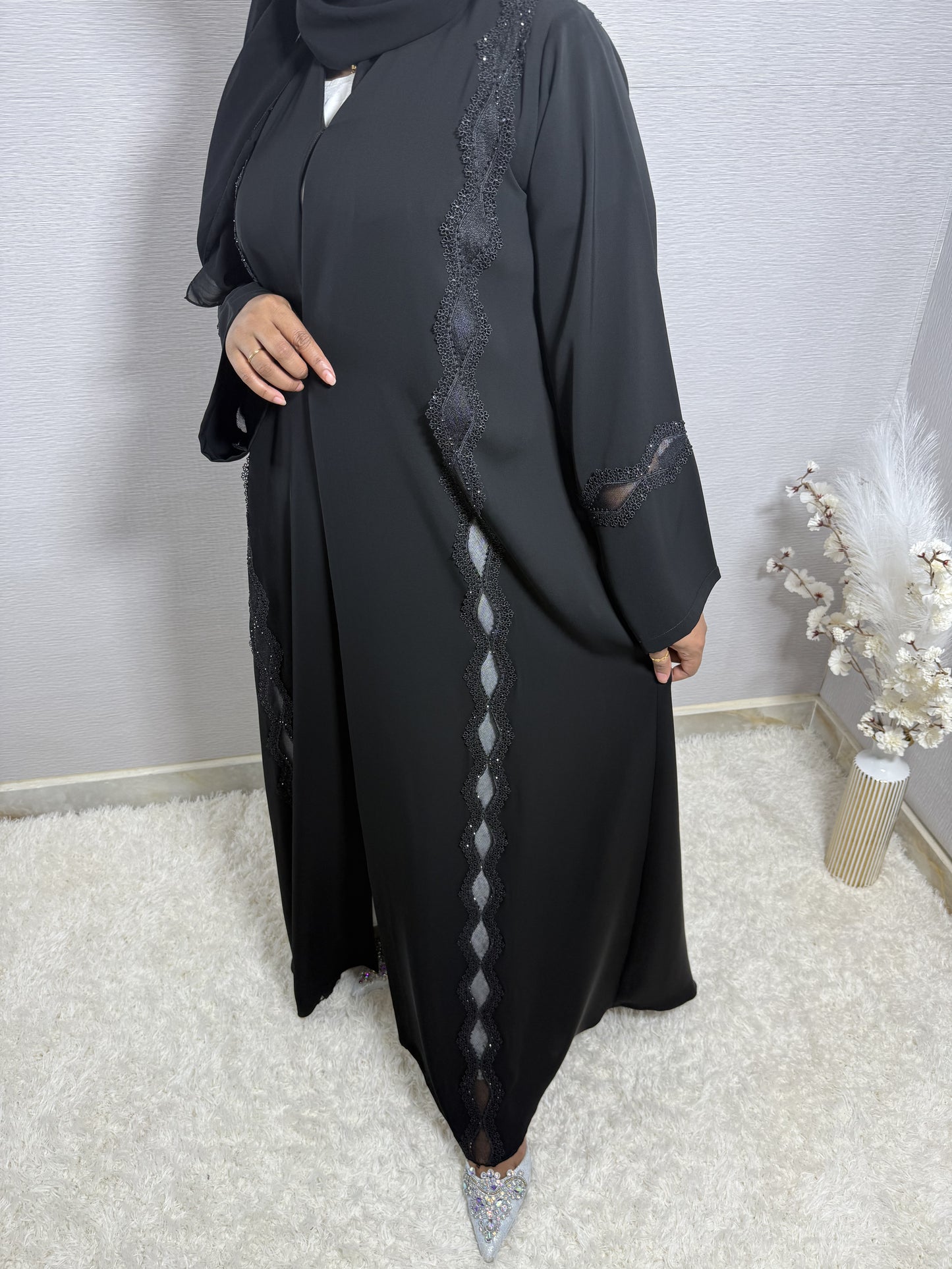 G054 Black Abaya Set