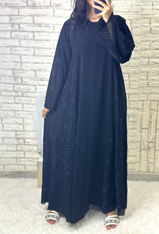 G027 Black chiffon Abaya Set