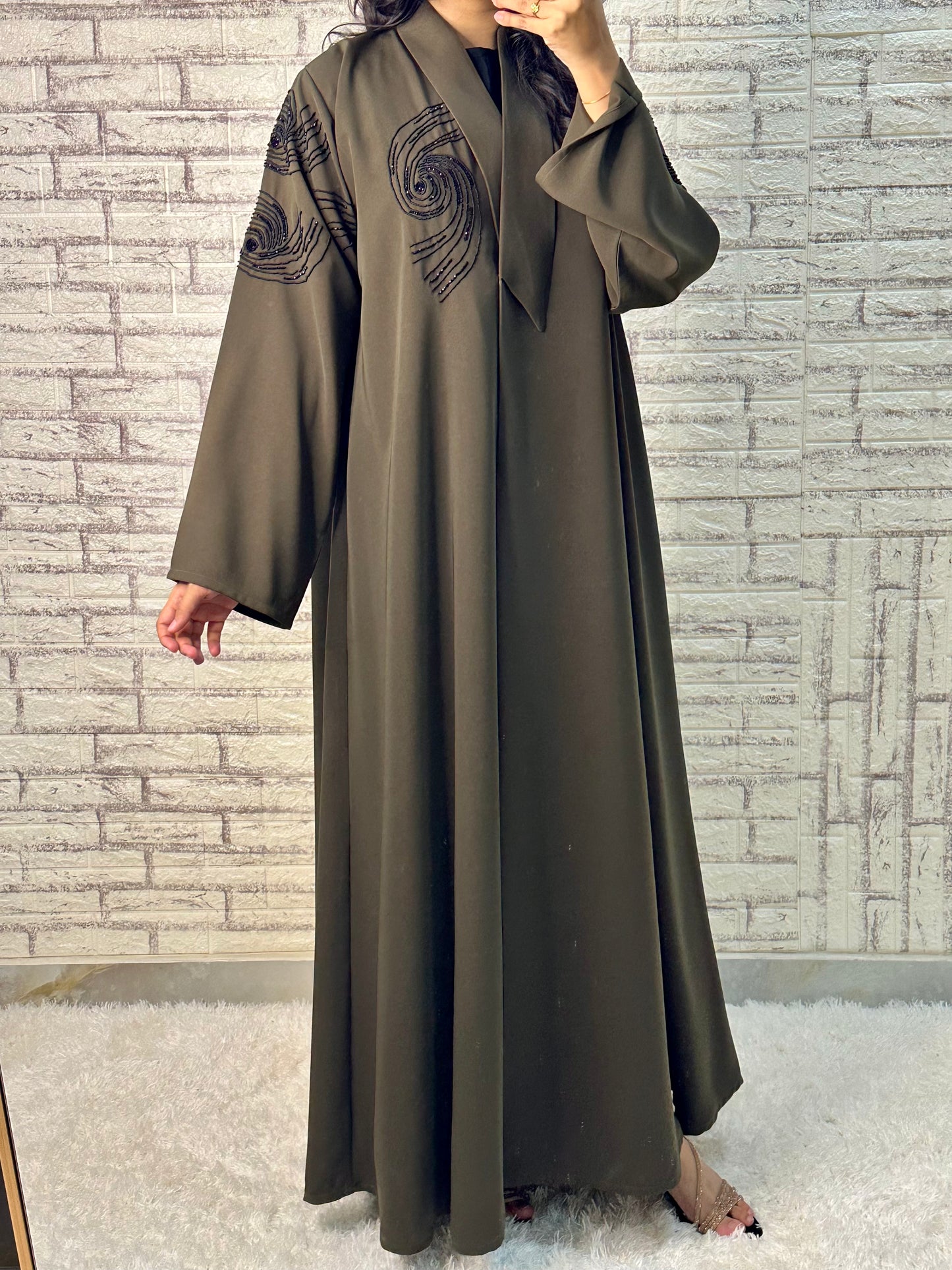 G024  Olive  Barbie Abaya set