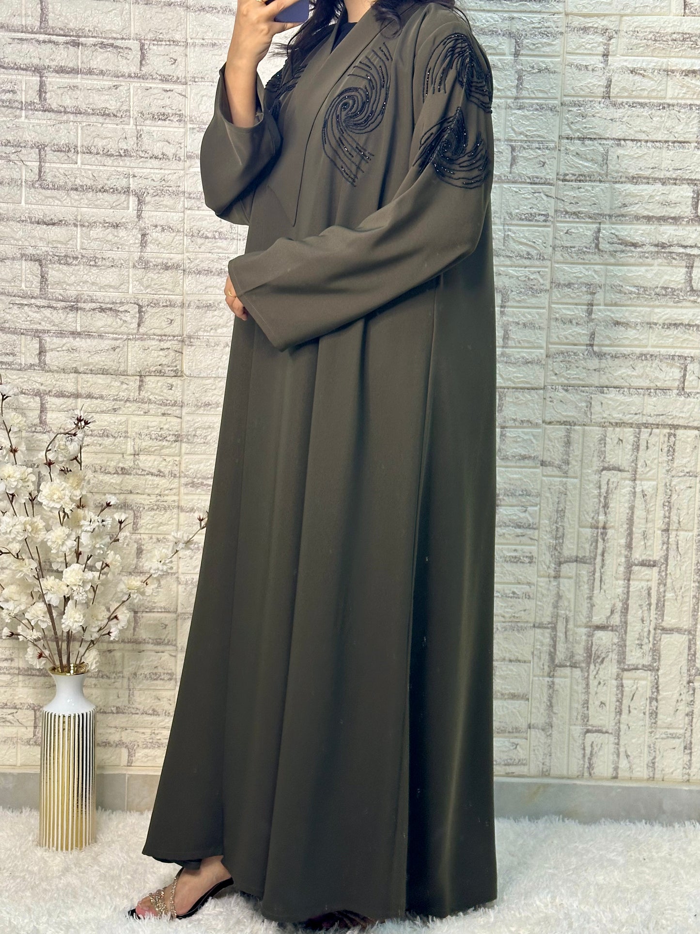 G024  Olive  Barbie Abaya set