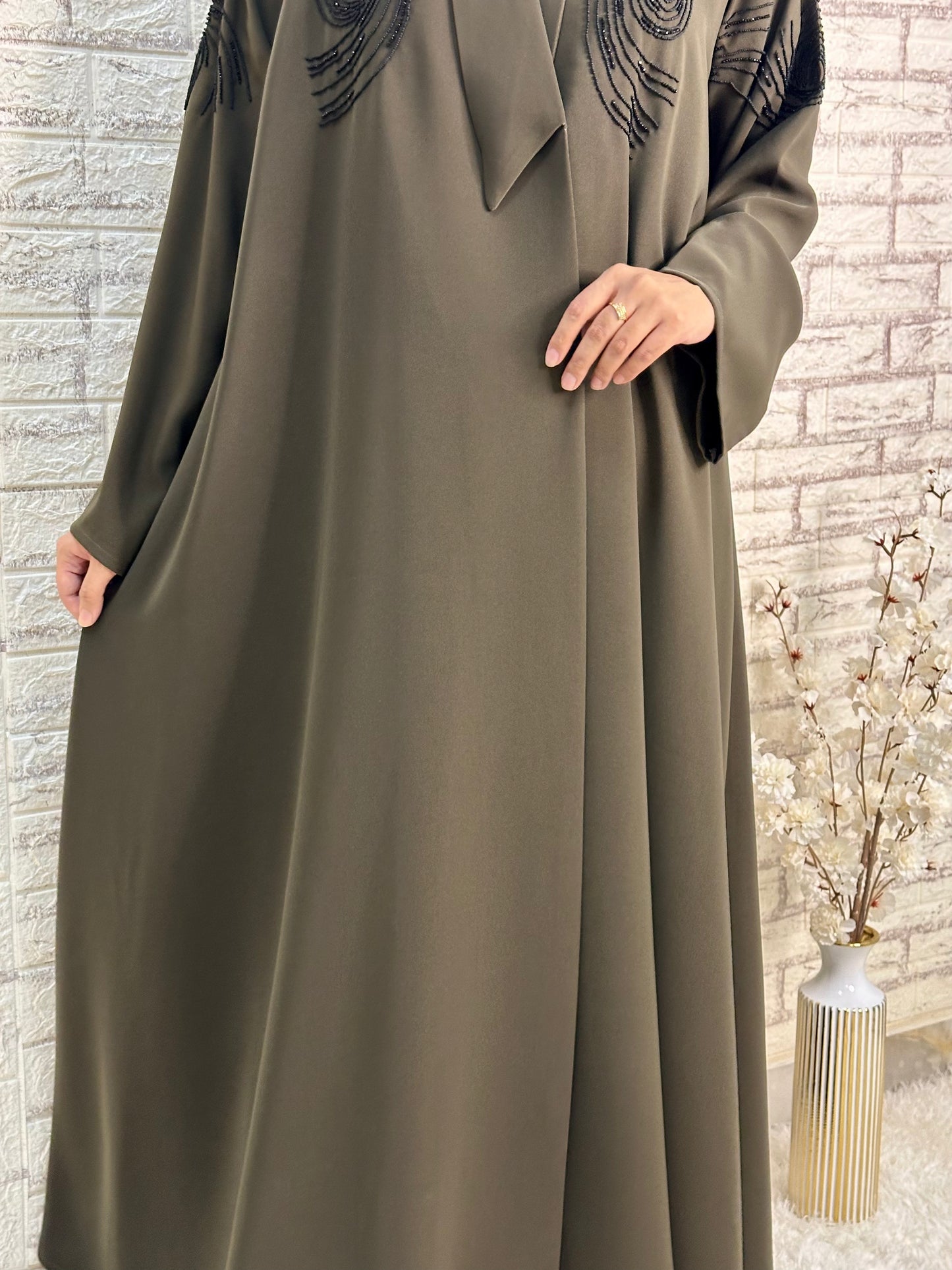 G024  Olive  Barbie Abaya set