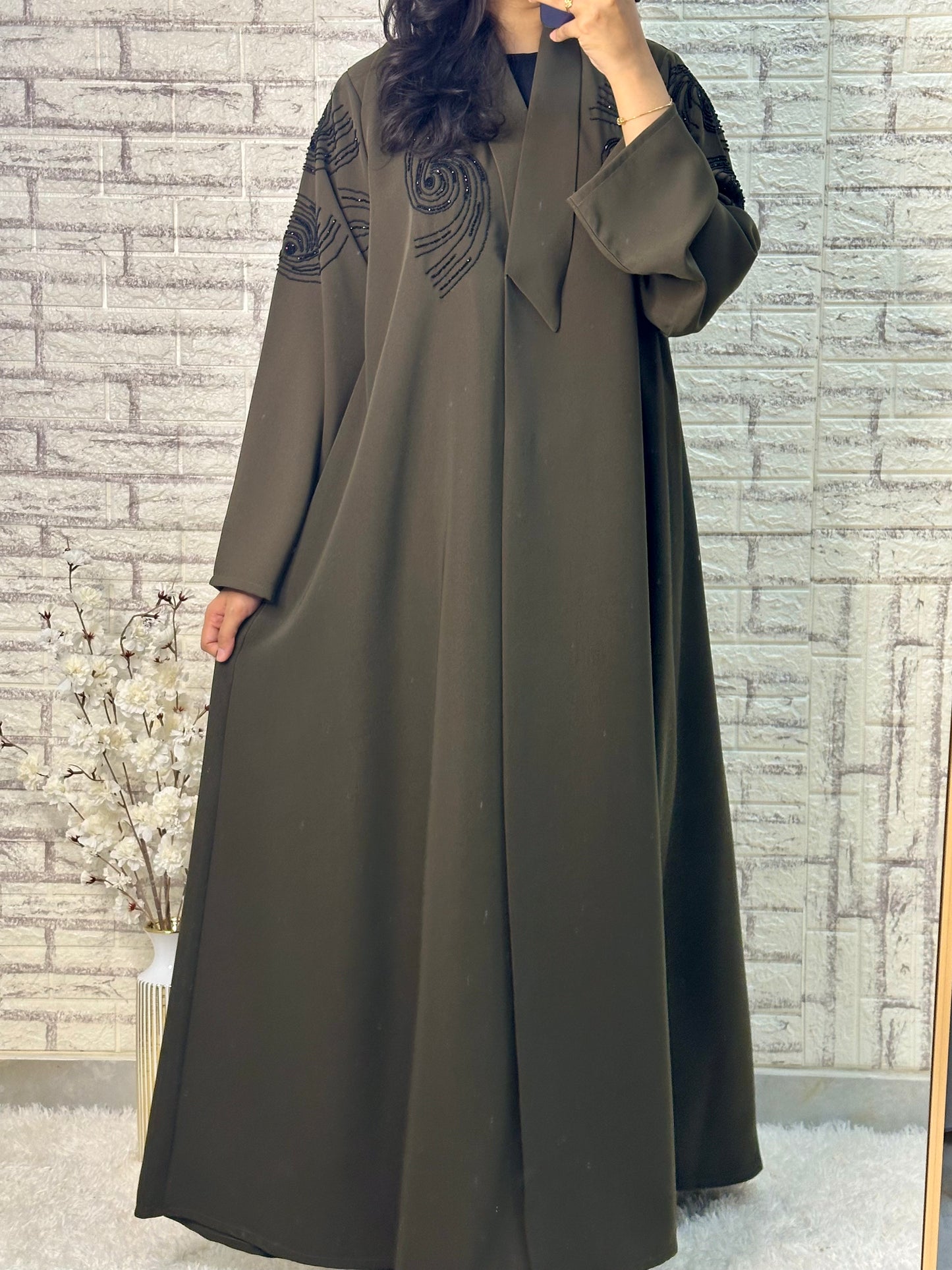 G024  Olive  Barbie Abaya set