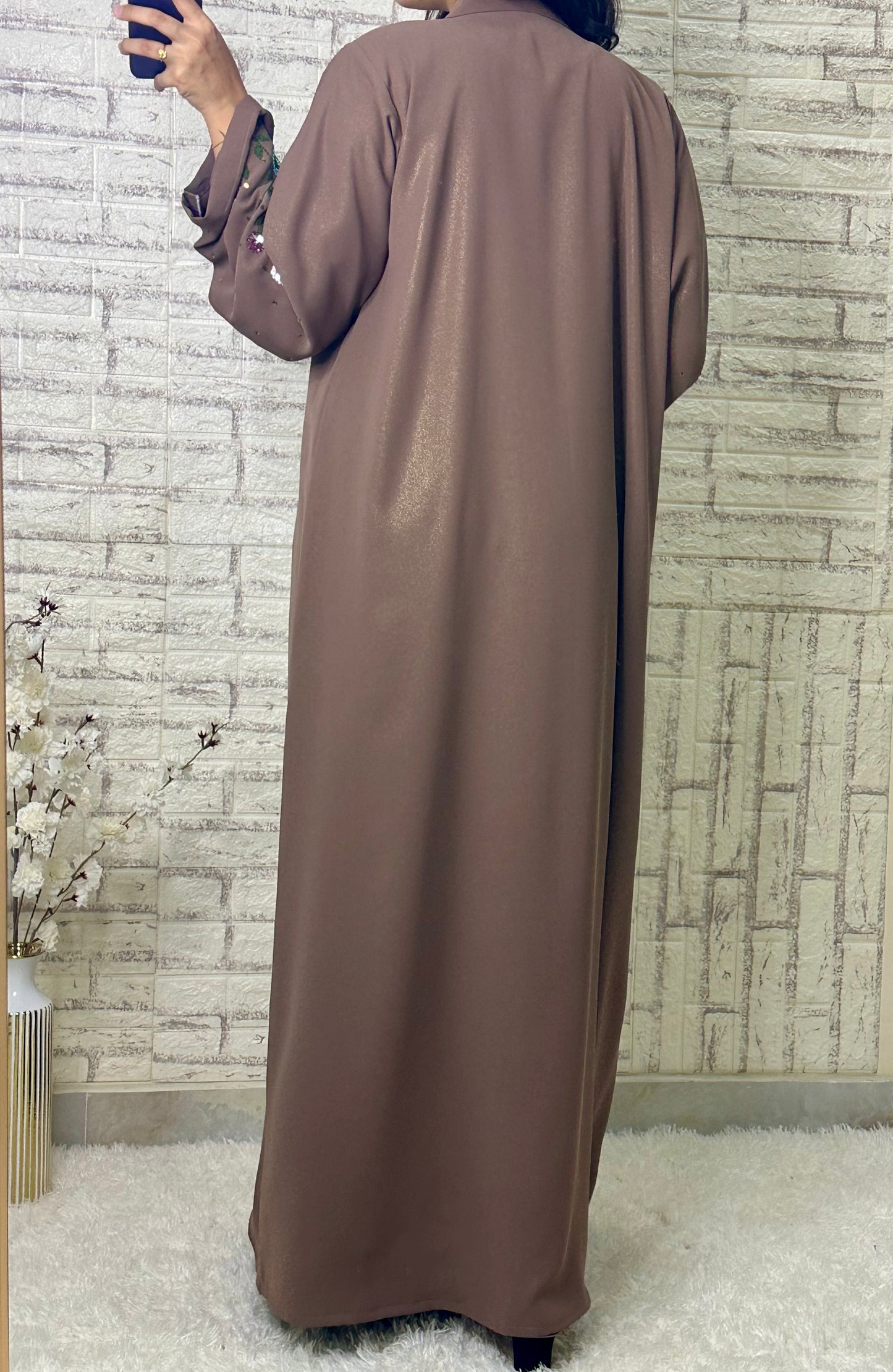 G001  C Wave Brown Abaya Set