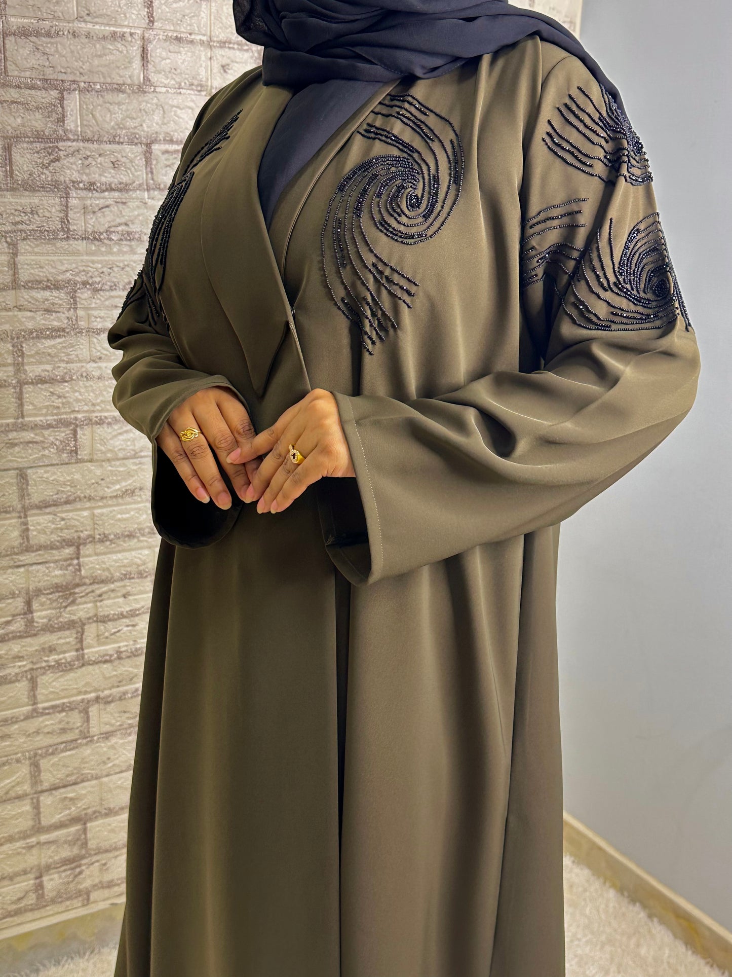 G024  Olive  Barbie Abaya set