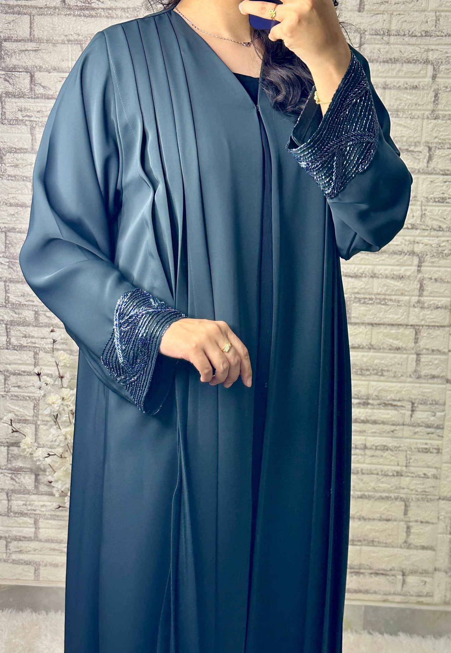 G021 Blue Abaya set