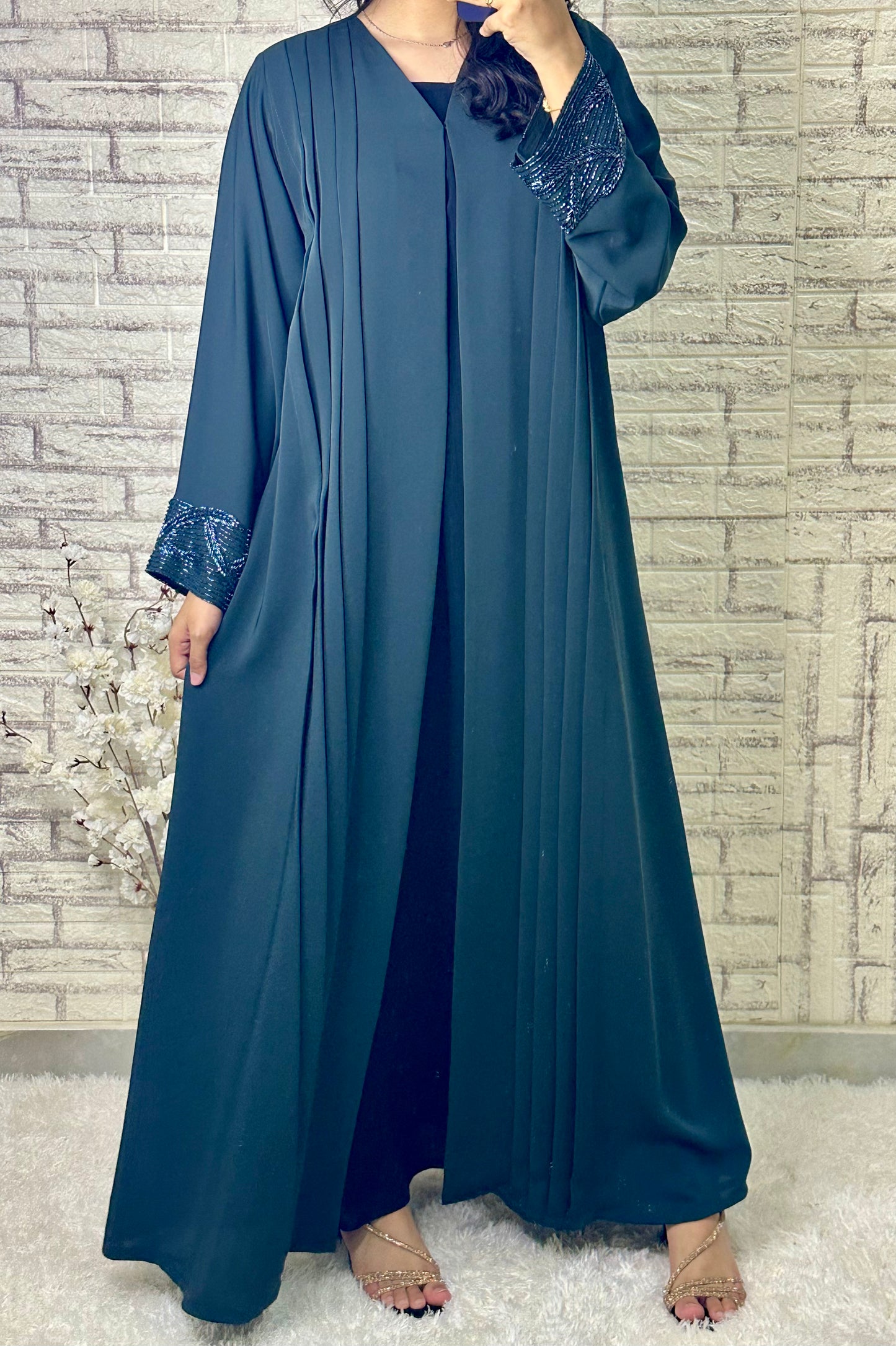 G021 Blue Abaya set