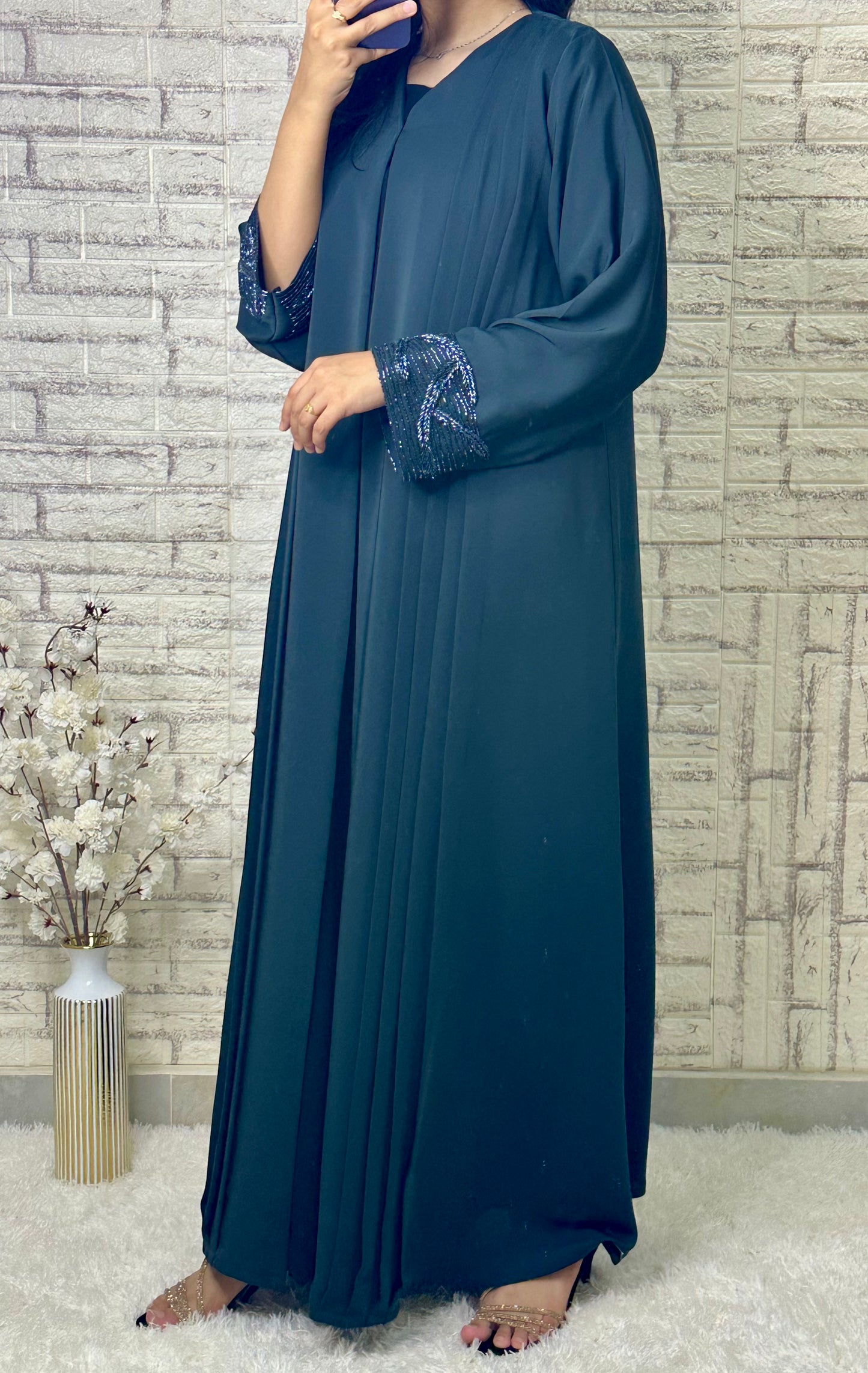 G021 Blue Abaya set