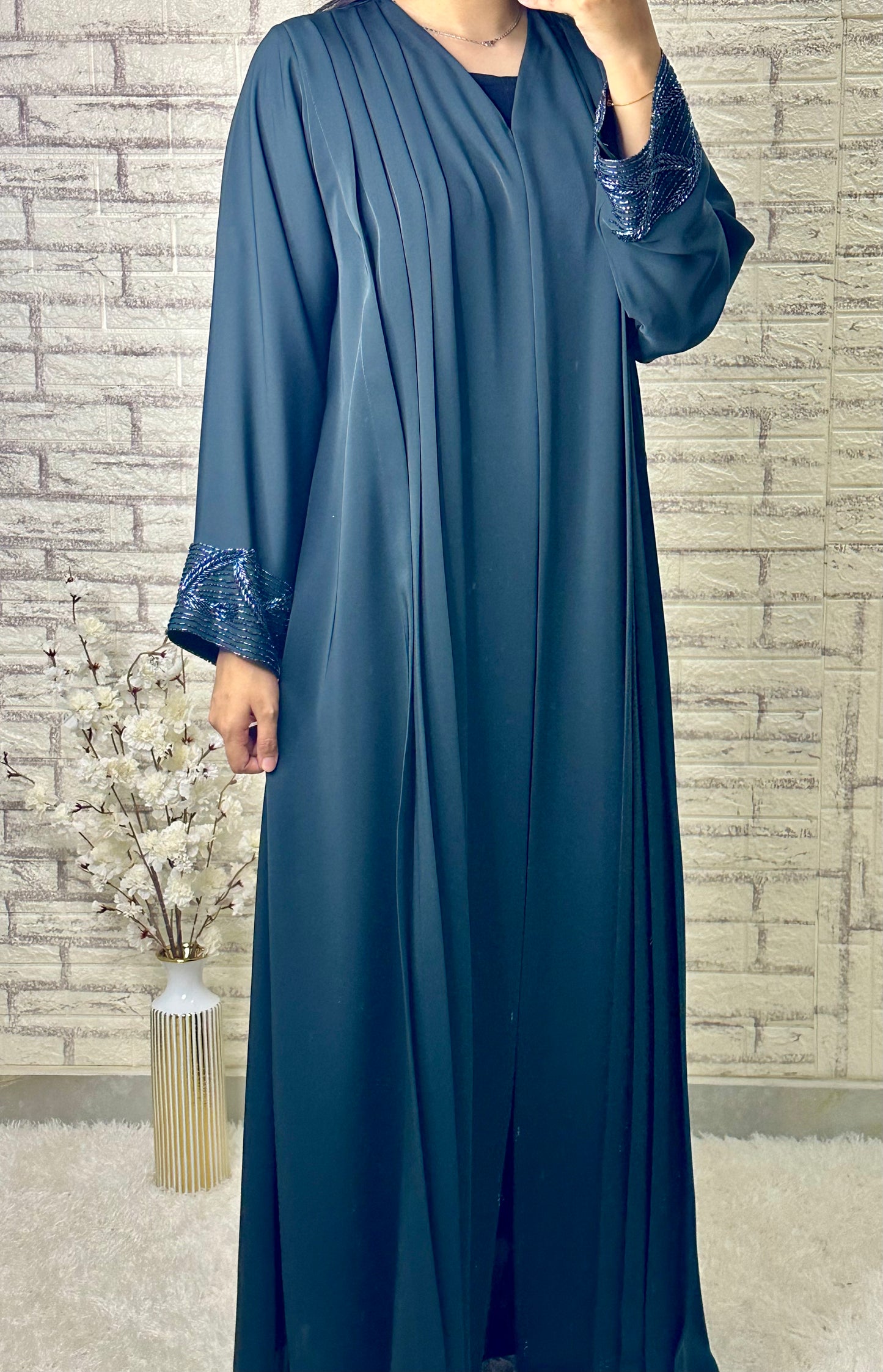 G021 Blue Abaya set