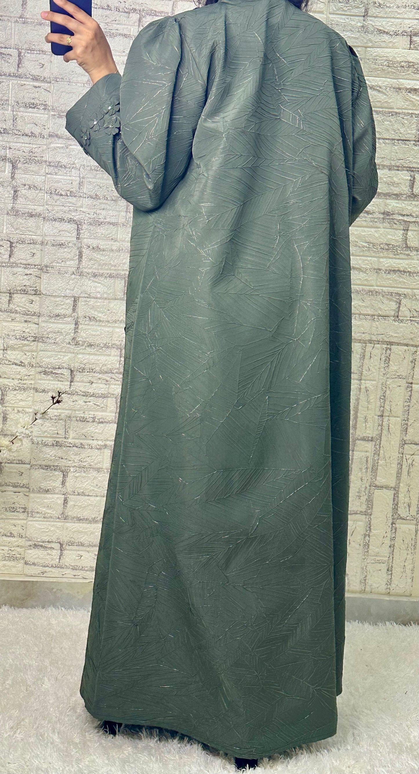 G026 Olive Coat Abaya Set