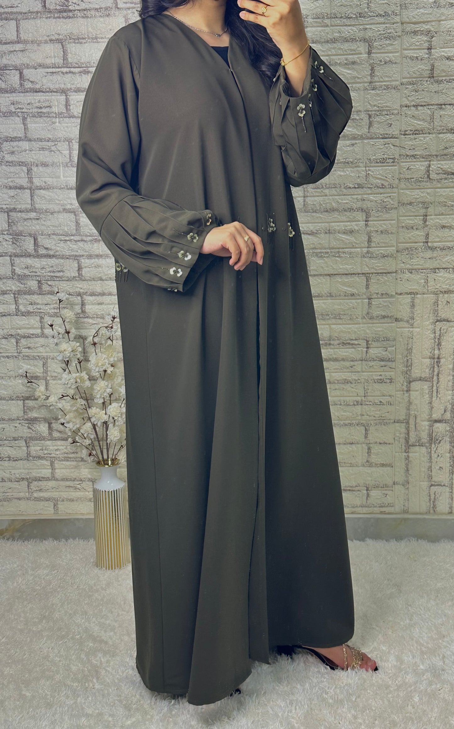 G003 Olive Barbie Abaya set