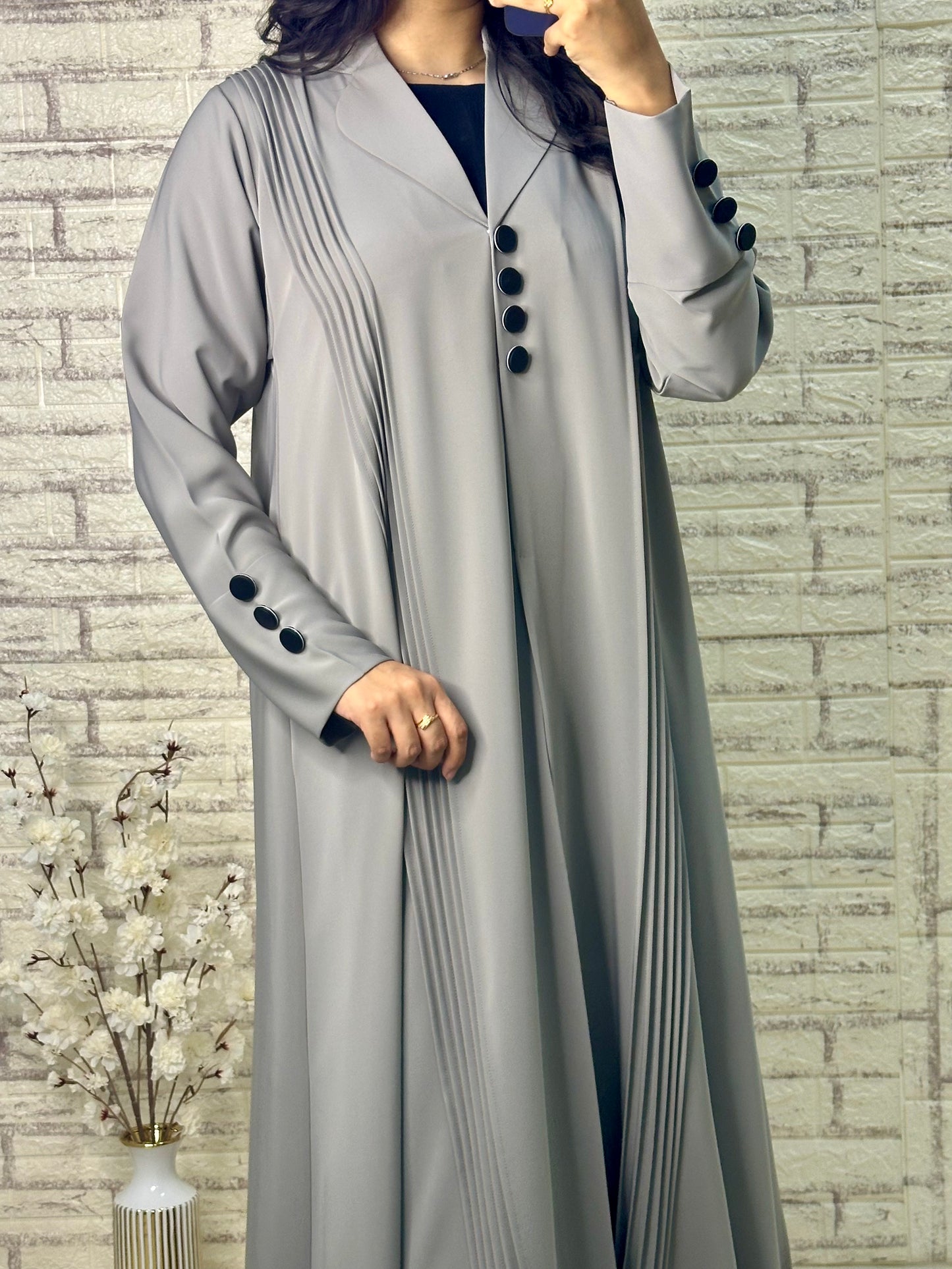 G004 Grey Abaya Set