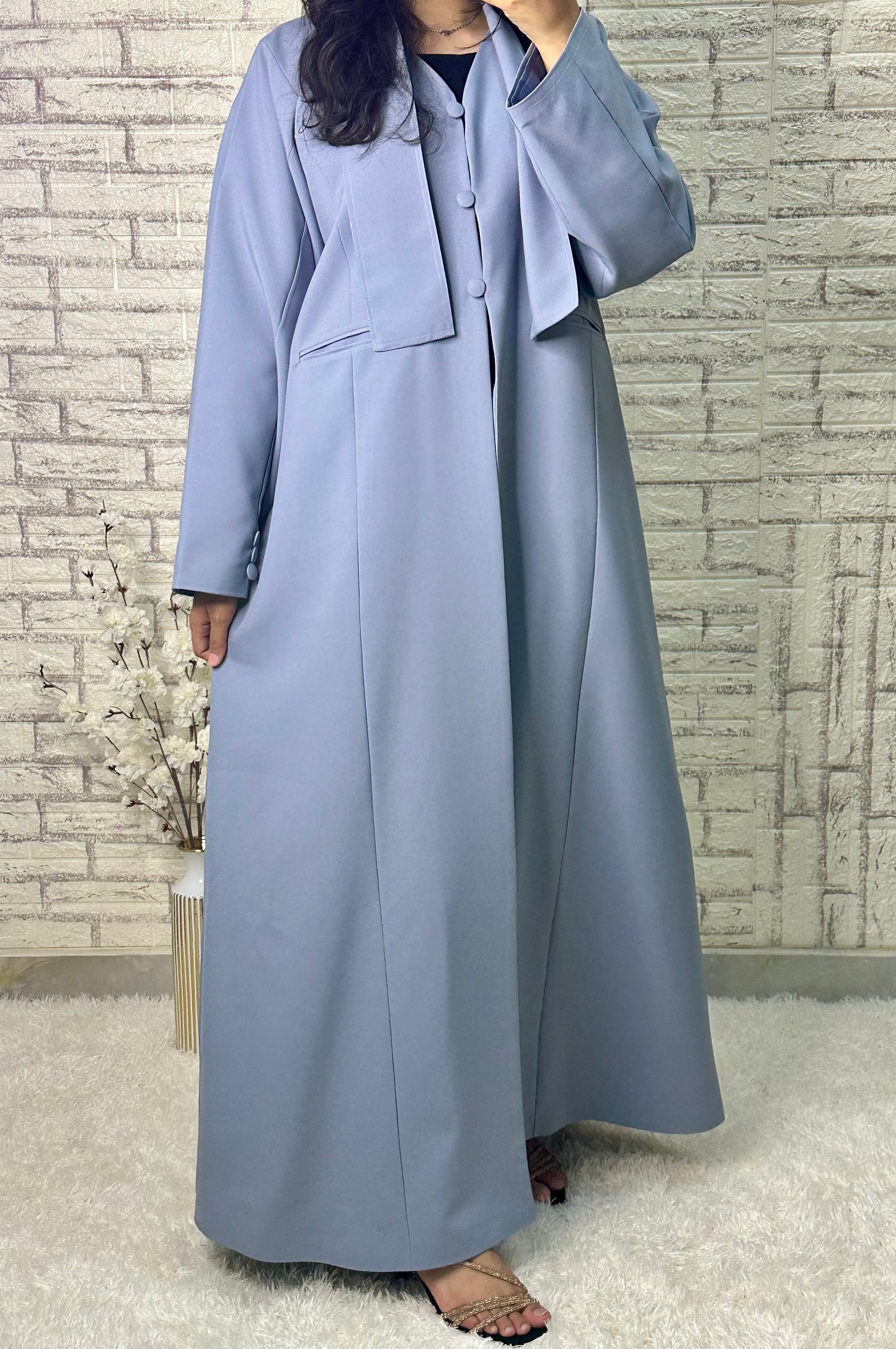 G022 Sky Blue Abaya Set