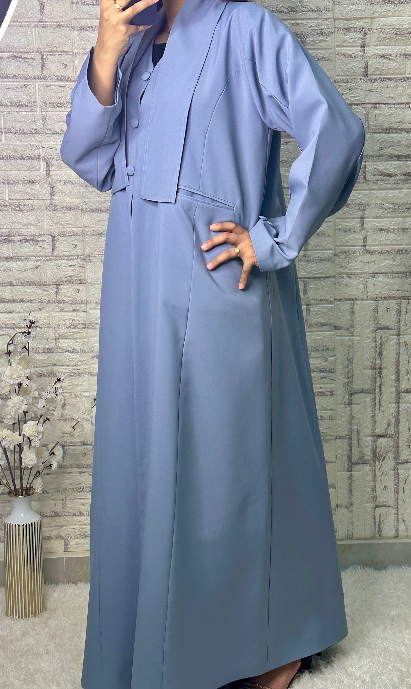 G022 Sky Blue Abaya Set