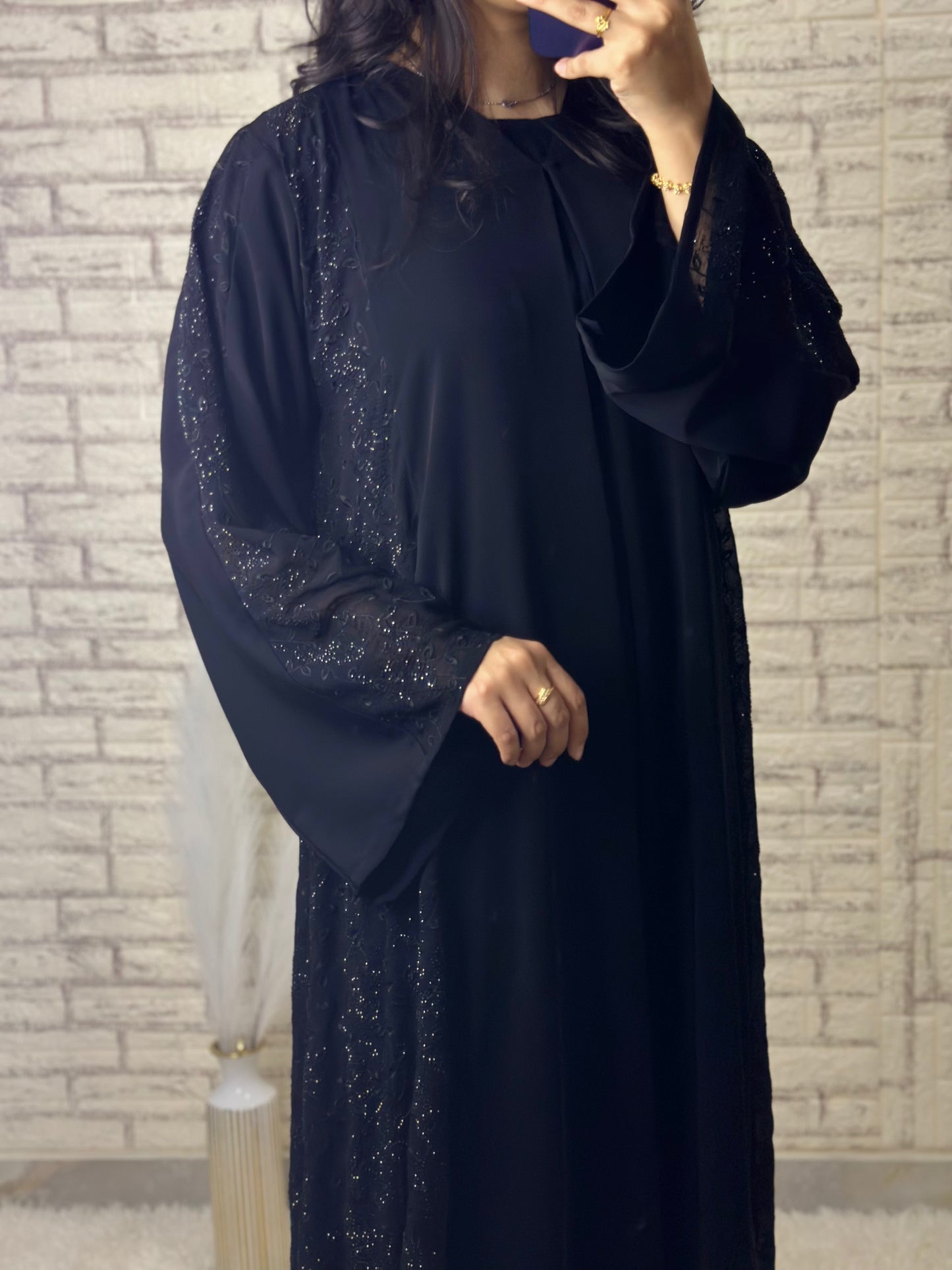 G027 Black chiffon Abaya Set