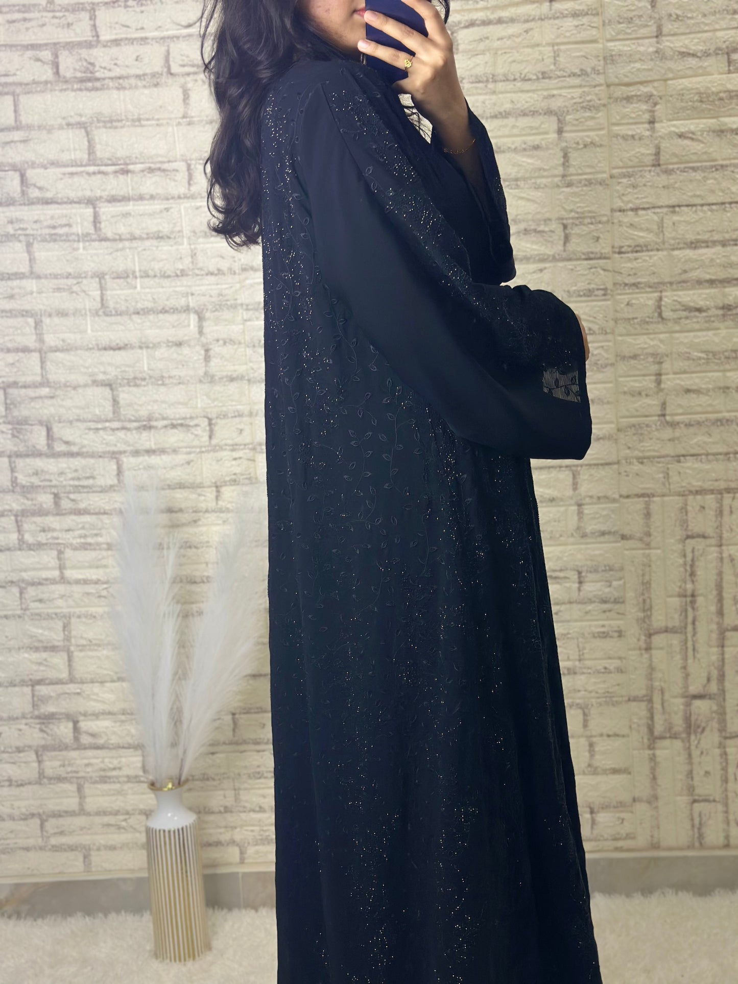 G027 Black chiffon Abaya Set