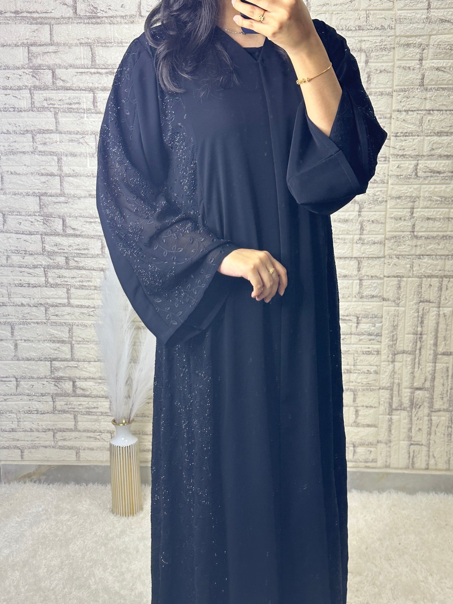 G027 Black chiffon Abaya Set