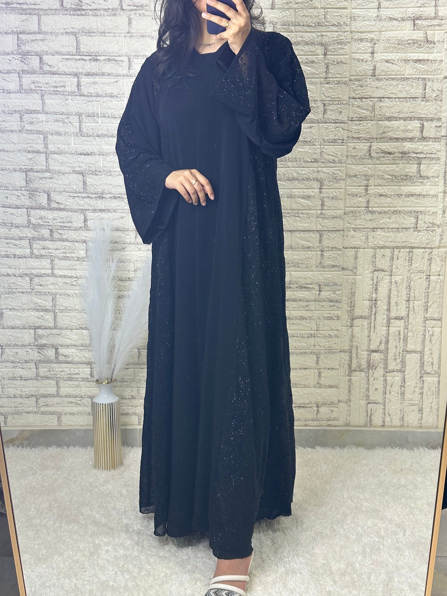 G027 Black chiffon Abaya Set