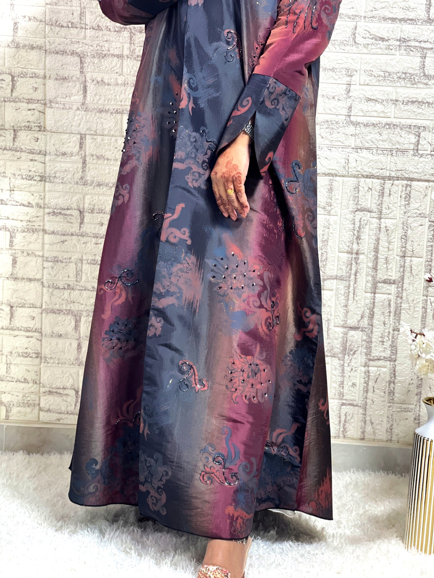 G018 Satin Abaya set