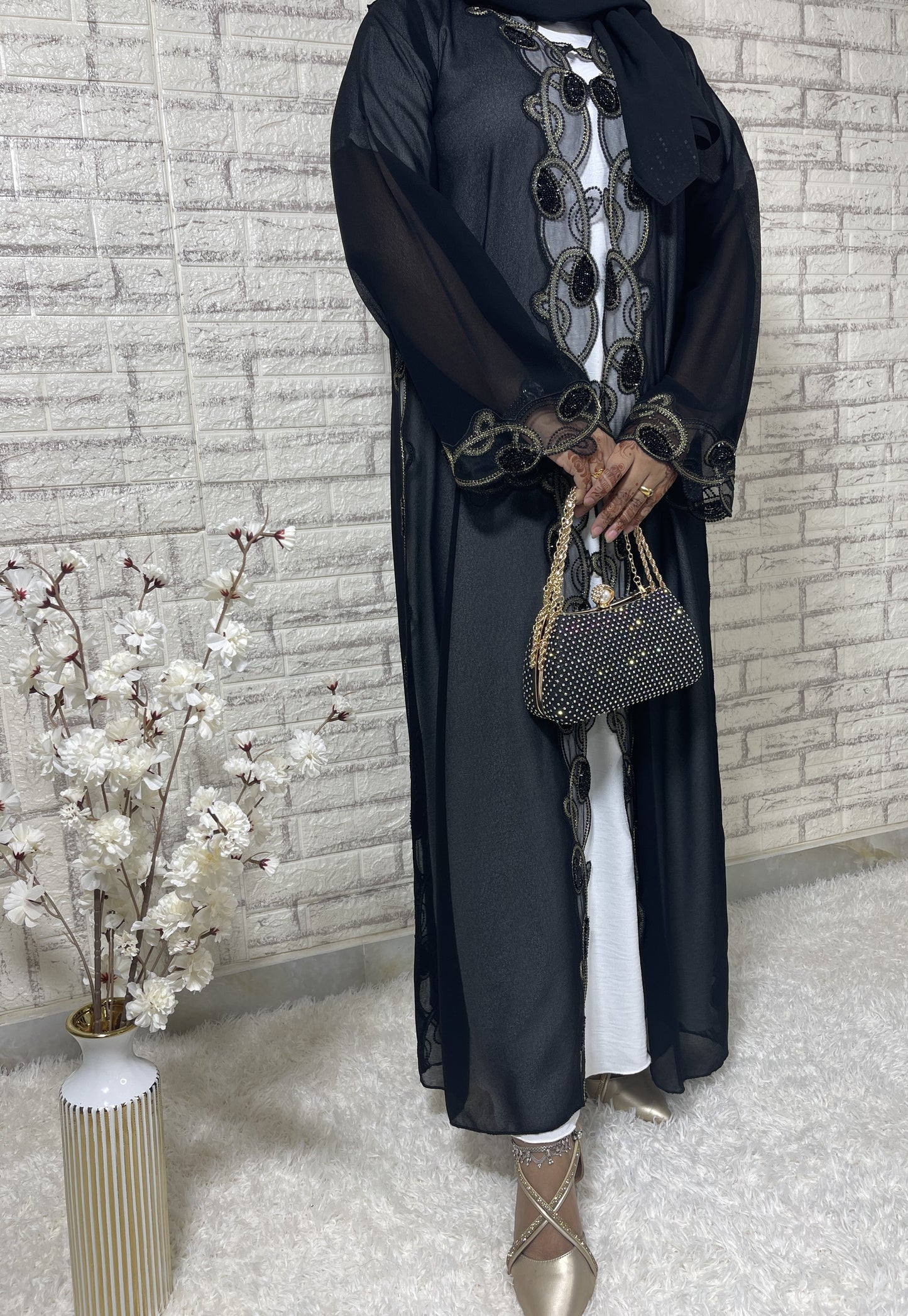 G028 Black Abaya Set