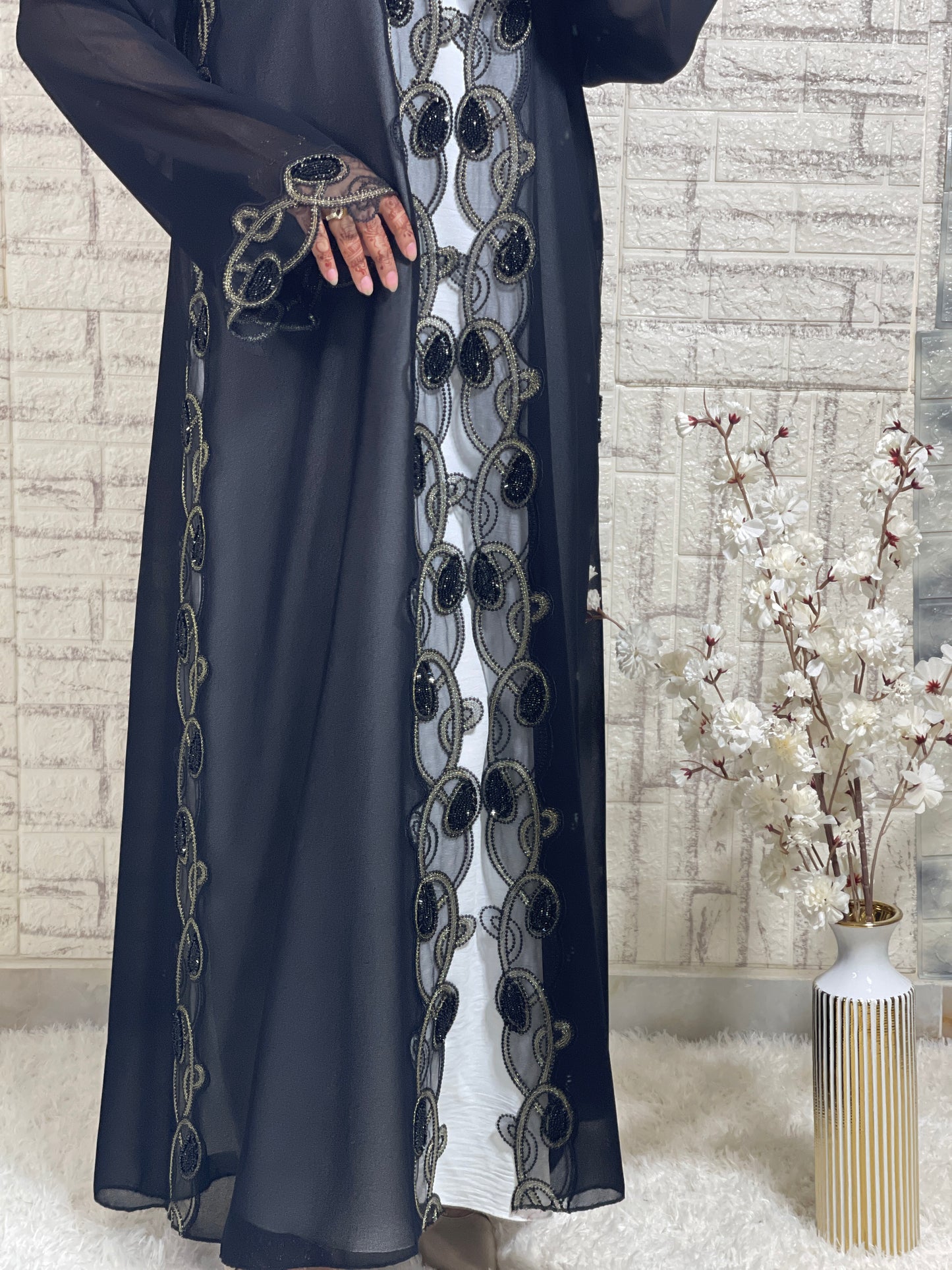 G028 Black Abaya Set